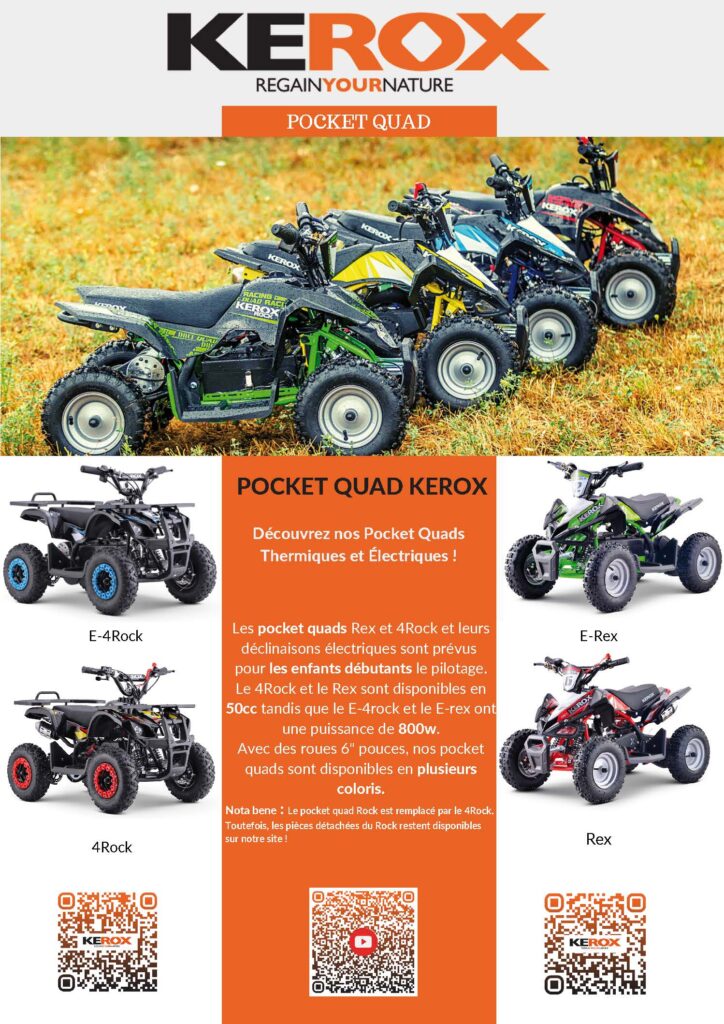 Flyer présentant les pocket quads Kerox, édition 2025